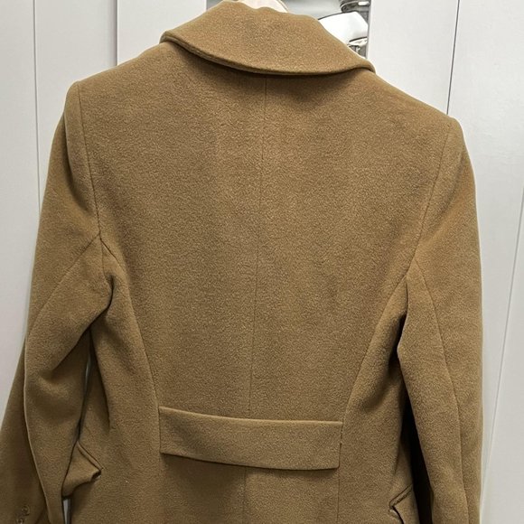 Calvin Klein Full Button Down Single Breast 100% Merino Camel Coat Women Size 6 - Picture 2 of 12